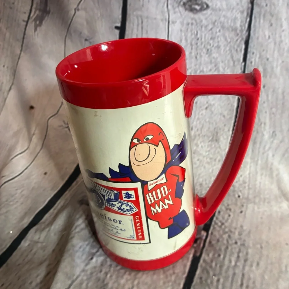 5/$20 Vintage Budweiser Bud Man Plastic Thermo Serve Beer Mug‎ Stein USA - Rare